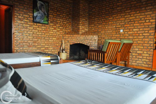 Fireplace at Ruhija Gorilla Lodge